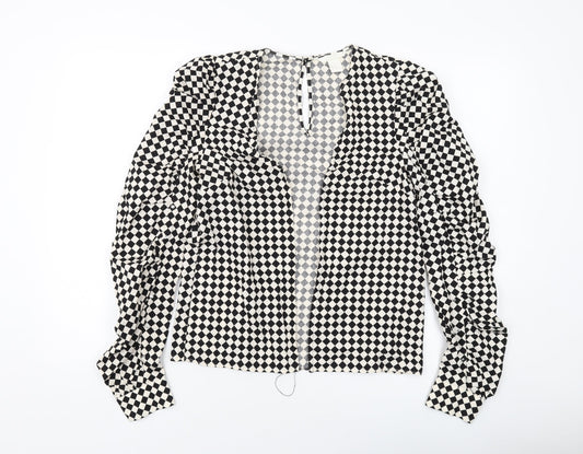 H&M Womens Beige Check Jacket Size 8