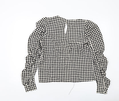 H&M Womens Beige Check Jacket Size 8