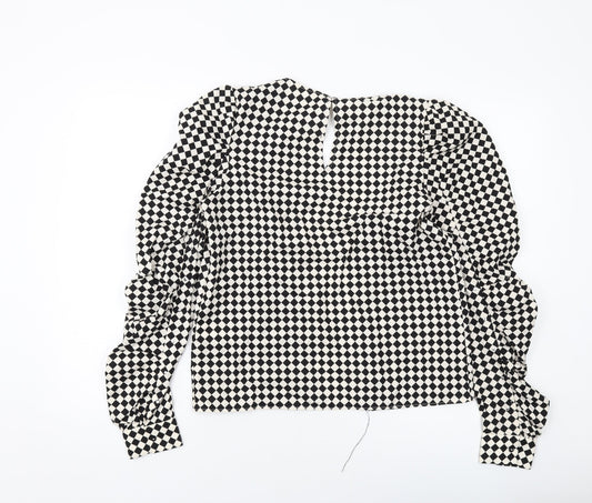 H&M Womens Beige Check Jacket Size 8