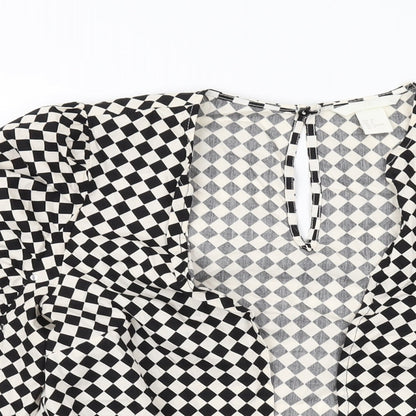 H&M Womens Beige Check Jacket Size 8