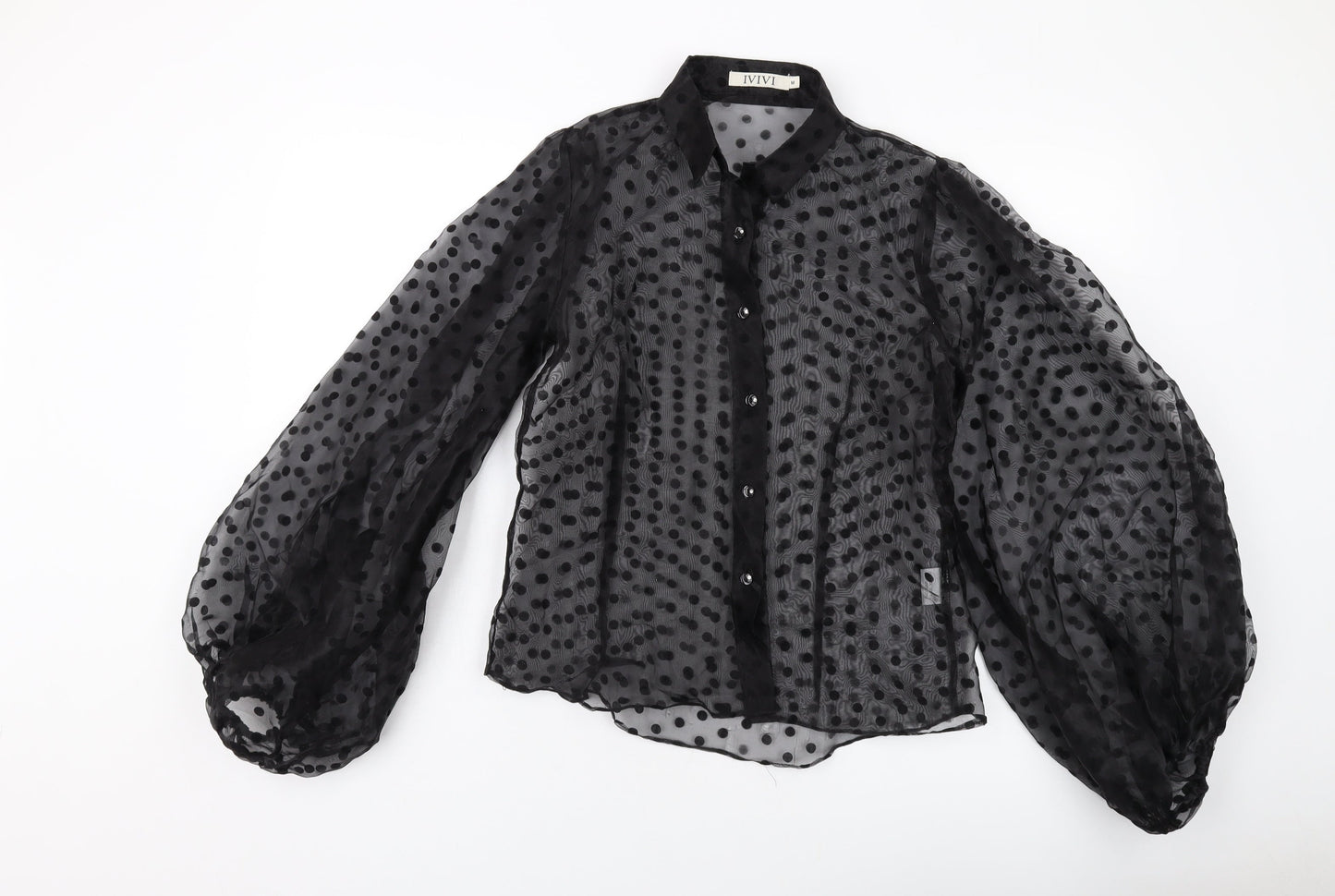 Womens UK Size M IVIVI Black Basic Button-Up