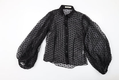 Womens UK Size M IVIVI Black Basic Button-Up