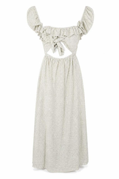 PRETTYLITTLETHING Womens Beige Floral Polyester Maxi Size 16 V-Neck Tie