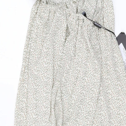 PRETTYLITTLETHING Womens Beige Floral Polyester Maxi Size 16 V-Neck Tie