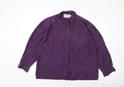 Womens UK Size M Collection Purple Basic Button-Up