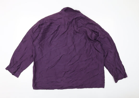Collection Womens Purple Silk Basic Button-Up Size M Collared