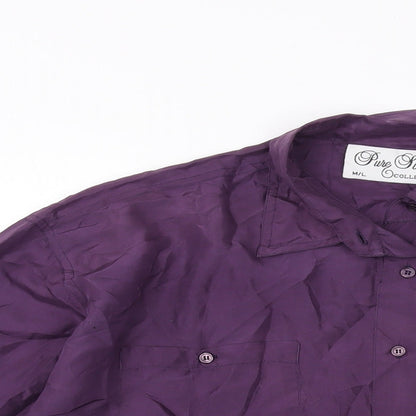 Womens UK Size M Collection Purple Basic Button-Up