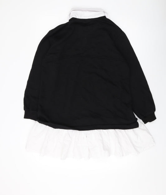 Cameo Rose Womens Black Cotton Tunic Blouse Size S Collared