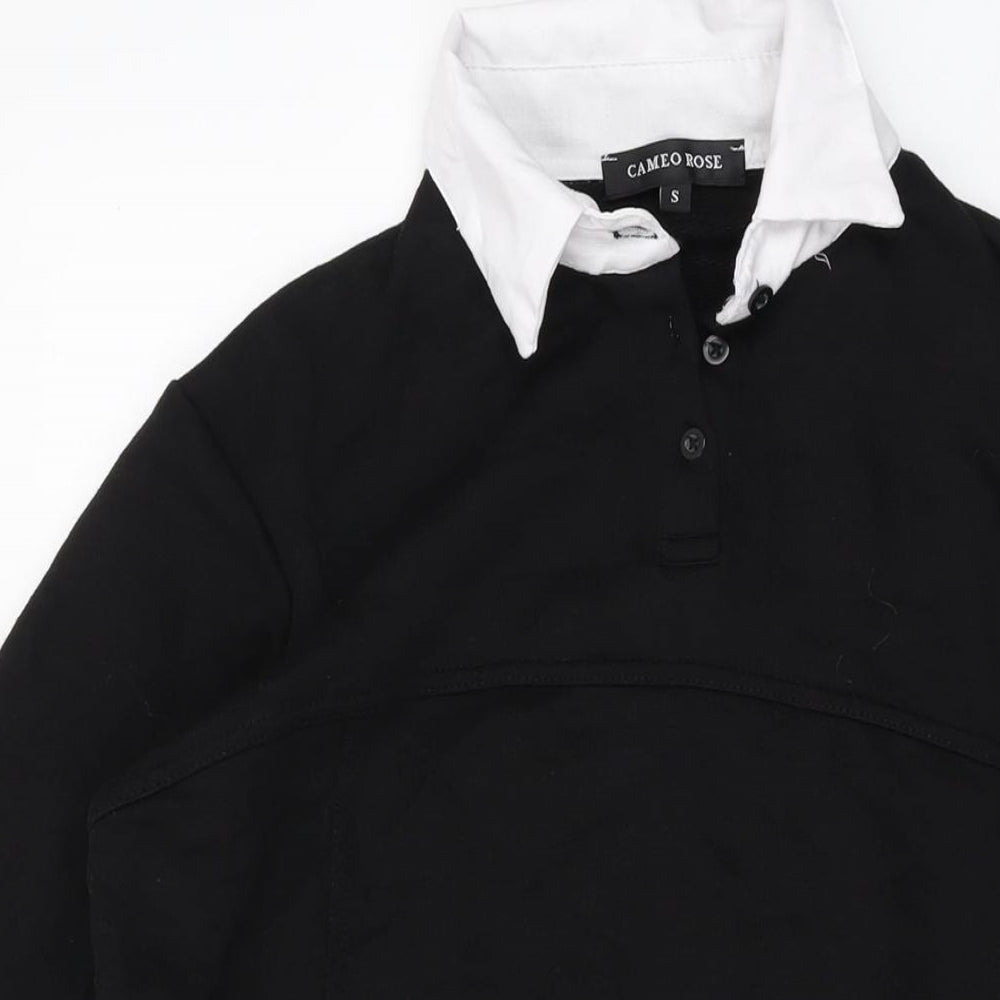 Womens UK Size S Cameo Rose Black Tunic Blouse