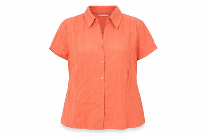 BSH Womens Orange Polyester Basic Button-Up Size 18 Collared