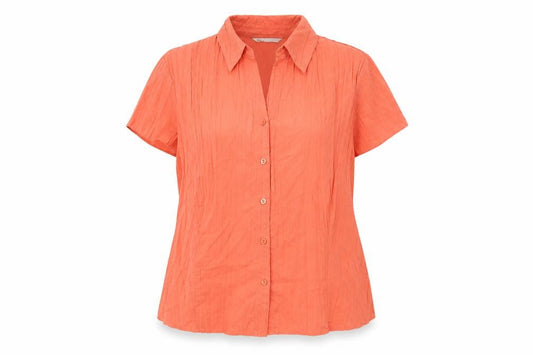 BSH Womens Orange Polyester Basic Button-Up Size 18 Collared