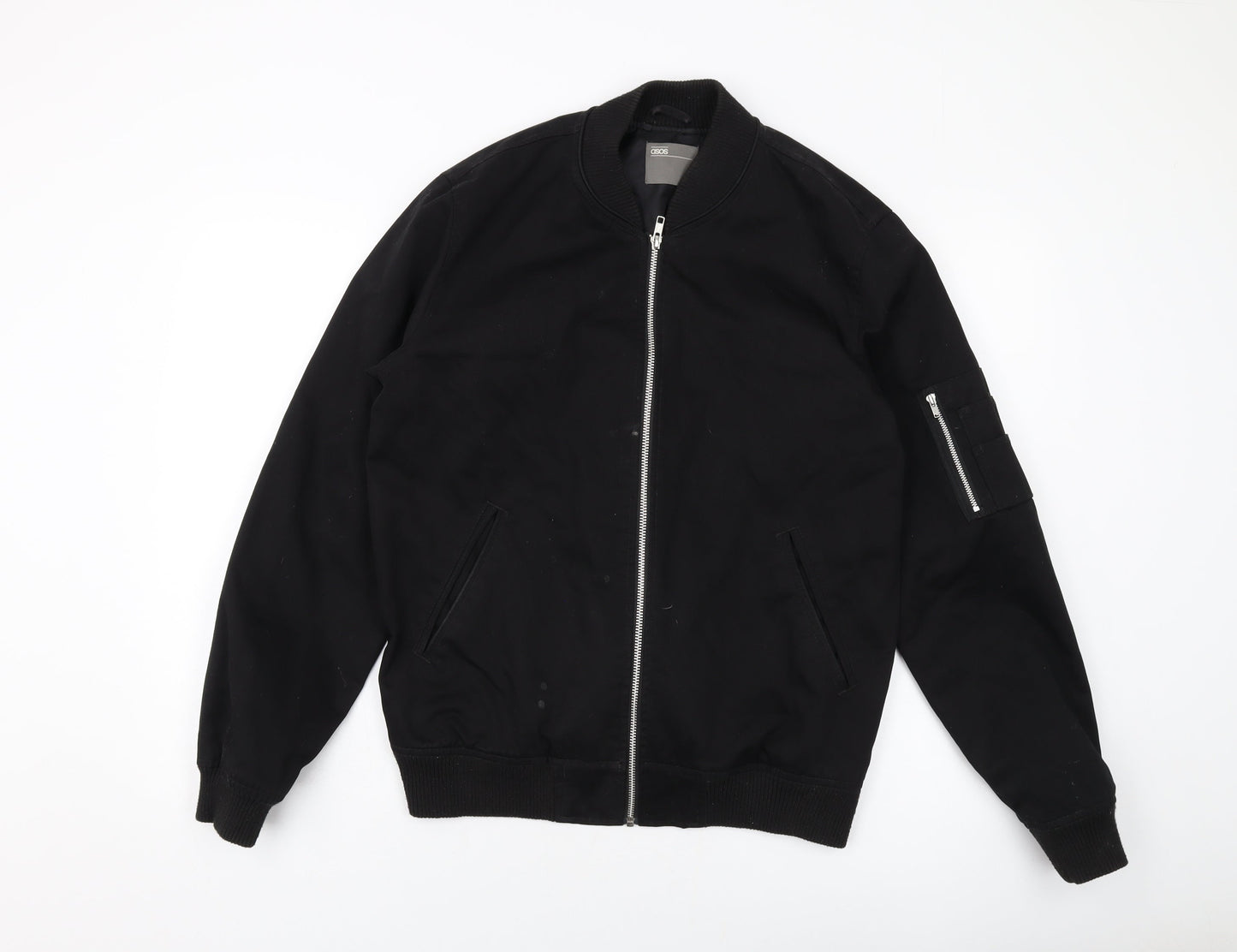 ASOS Mens Black Bomber Jacket Jacket Size M Zip