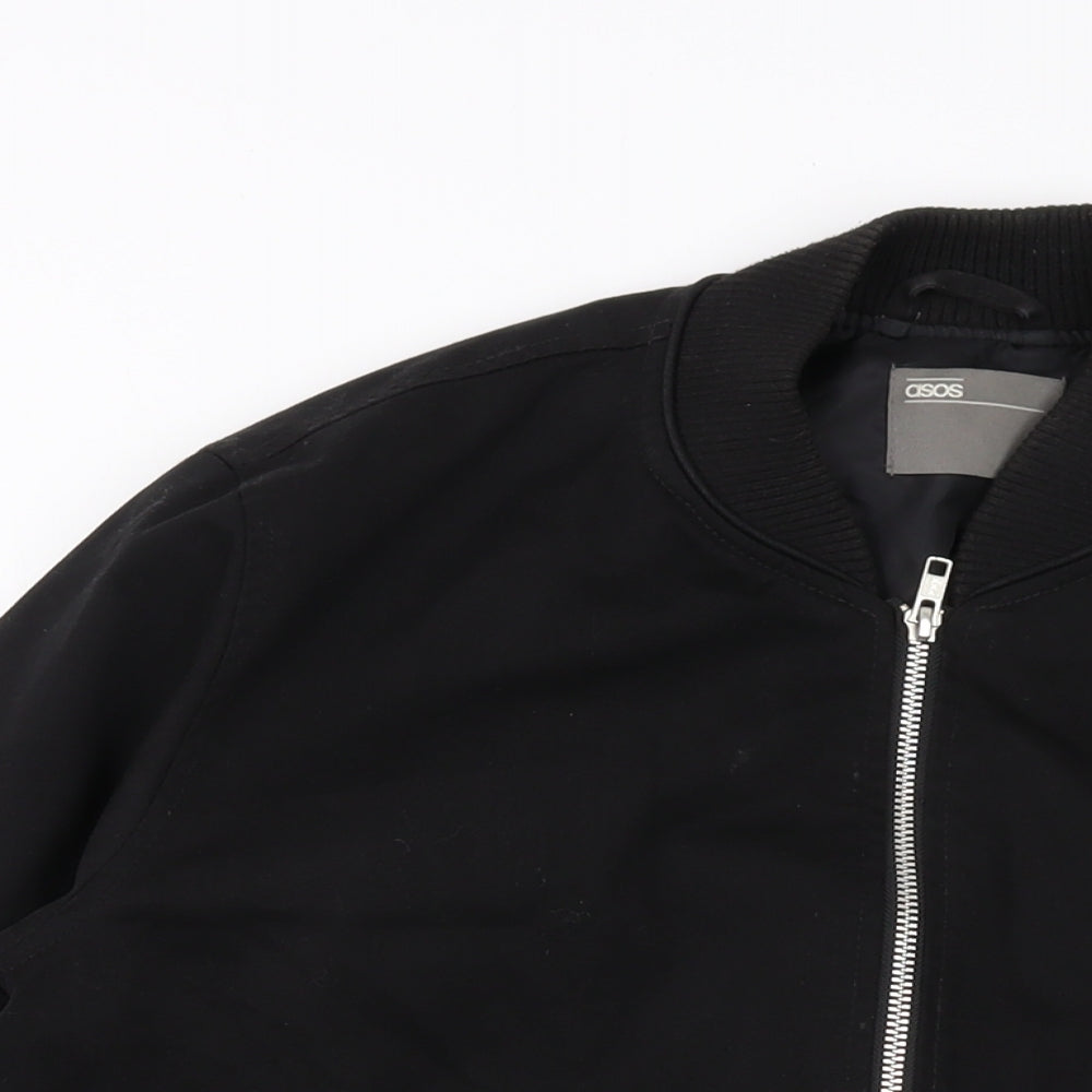 ASOS Mens Black Bomber Jacket Jacket Size M Zip