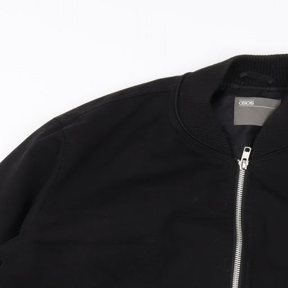 ASOS Mens Black Bomber Jacket Jacket Size M Zip