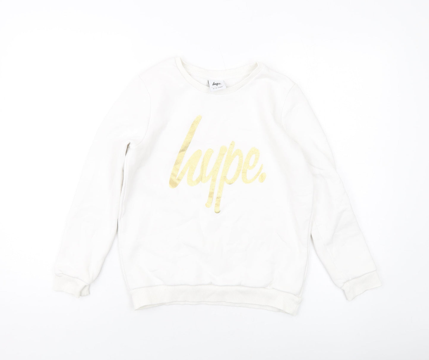 Hype Girls White Cotton Pullover Sweatshirt Size 11-12 Years Pullover