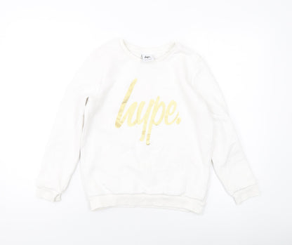 Hype Girls White Cotton Pullover Sweatshirt Size 11-12 Years Pullover