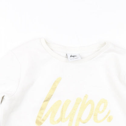 Hype Girls White Cotton Pullover Sweatshirt Size 11-12 Years Pullover
