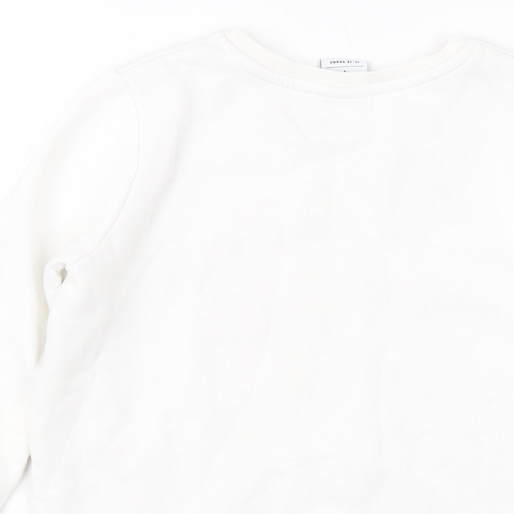 Hype Girls White Cotton Pullover Sweatshirt Size 11-12 Years Pullover
