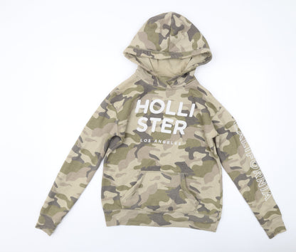 Hollister Womens Green Camouflage Cotton Pullover Hoodie Size XS Pullover