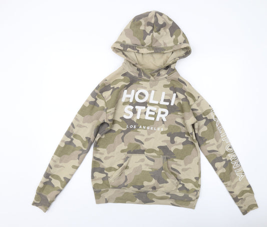 Hollister Womens Green Camouflage Cotton Pullover Hoodie Size XS Pullover