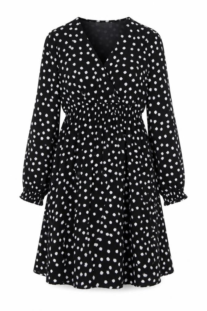 JoJo Maman Bébé Womens Black Polka Dot Polyester A-Line Size M V-Neck Pullover
