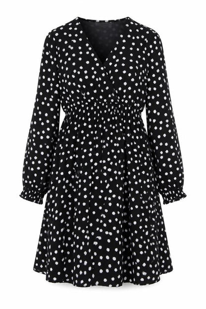 JoJo Maman Bébé Womens Black Polka Dot Polyester A-Line Size M V-Neck Pullover