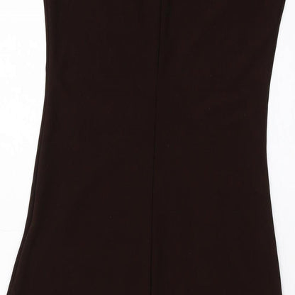 Hennes Womens Brown Polyester A-Line Size S V-Neck Pullover