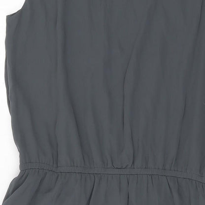 Only Womens Grey Polyester A-Line Size 14 Round Neck Button