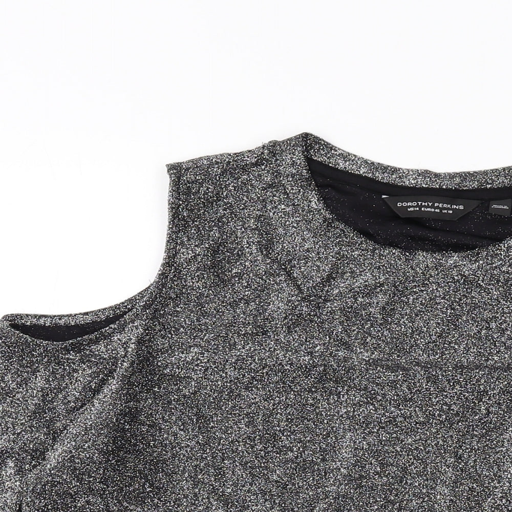 Womens UK Size 18 Dorothy Perkins Silver Basic Blouse
