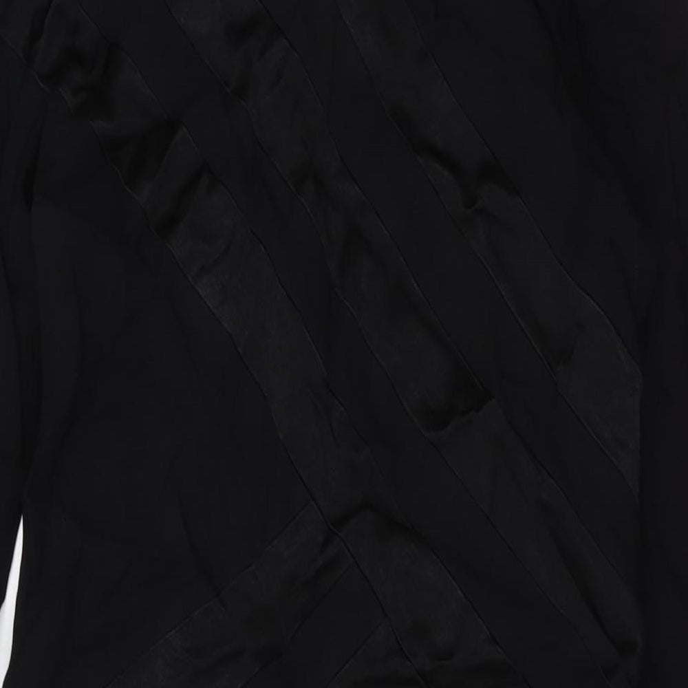 Close-up detail of Louis Feraud women’s black polyester sheath, size UK 12, round neck zip