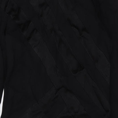 Close-up detail of Louis Feraud women’s black polyester sheath, size UK 12, round neck zip