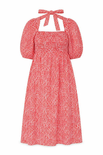 Lola May Womens Red Geometric Polyester A-Line Size 10 Square Neck Pullover