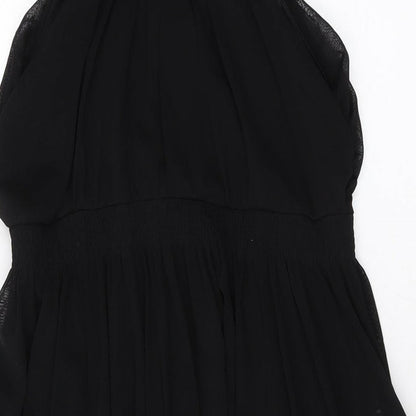 H&M Womens Black Polyester A-Line Size M V-Neck Pullover