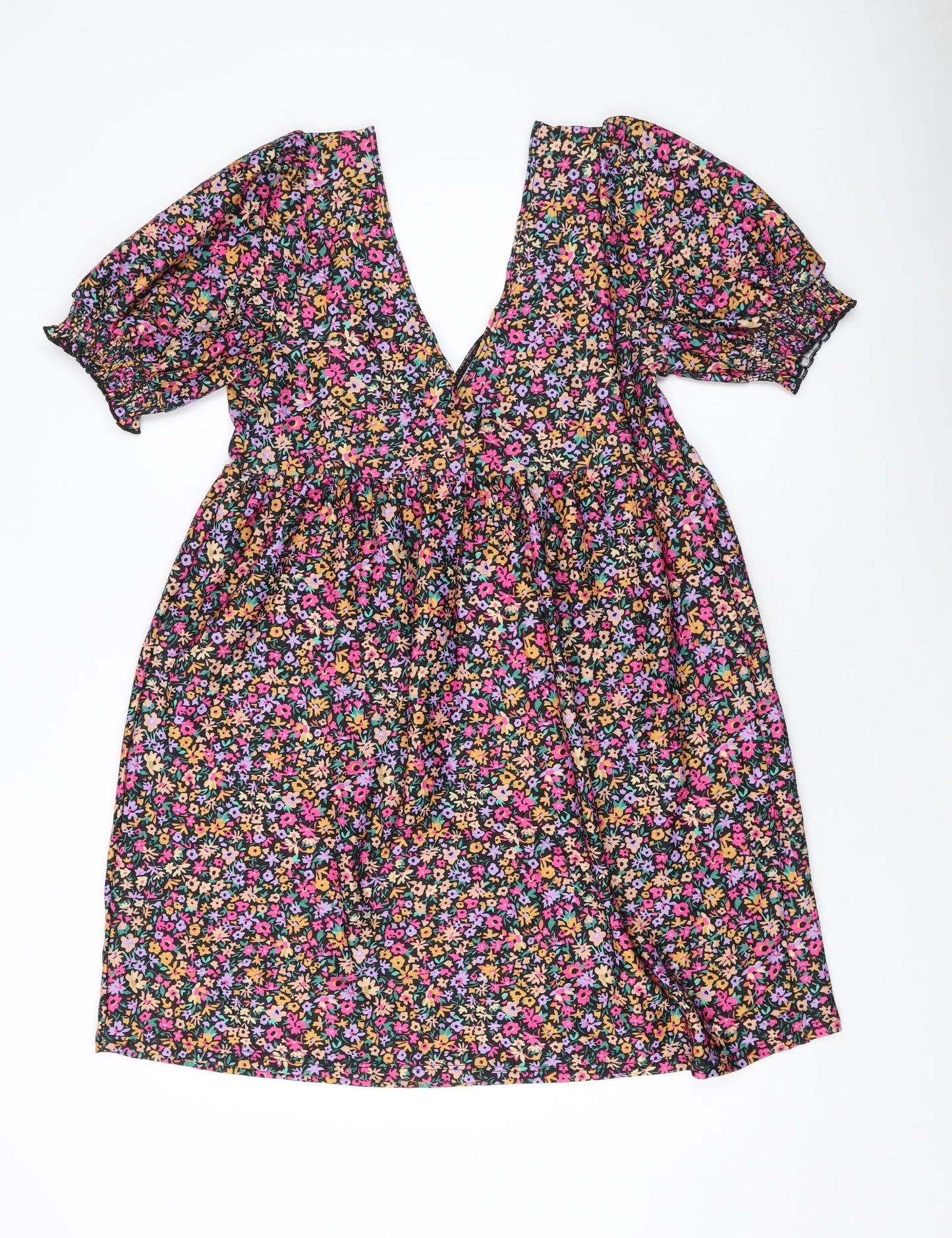 Miss Selfridge Womens Multicoloured Fair Isle Polyester A-Line Size 14 V-Neck Pullover