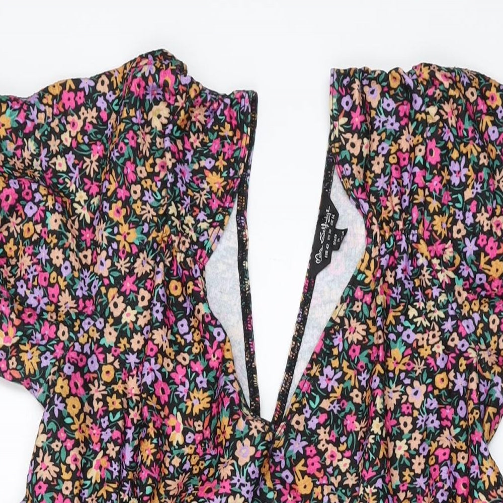 Miss Selfridge Womens Multicoloured Fair Isle Polyester A-Line Size 14 V-Neck Pullover