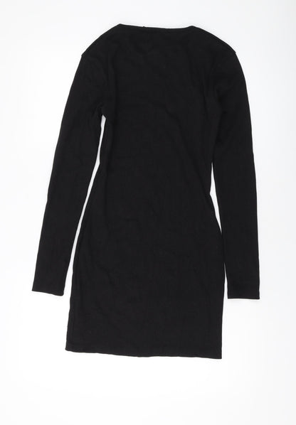 Nasty Gal Womens Black Polyester Bodycon Size 8 V-Neck Pullover