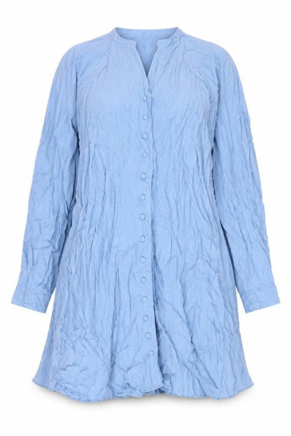 Next Womens Blue Viscose A-Line Size 12 V-Neck Button