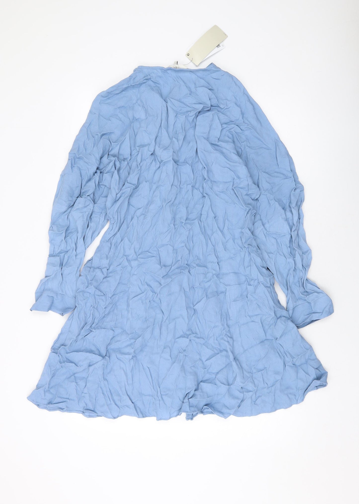 NEXT Womens Blue Viscose A-Line Size 12 V-Neck Button