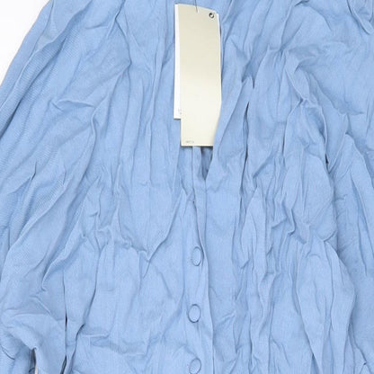 NEXT Womens Blue Viscose A-Line Size 12 V-Neck Button