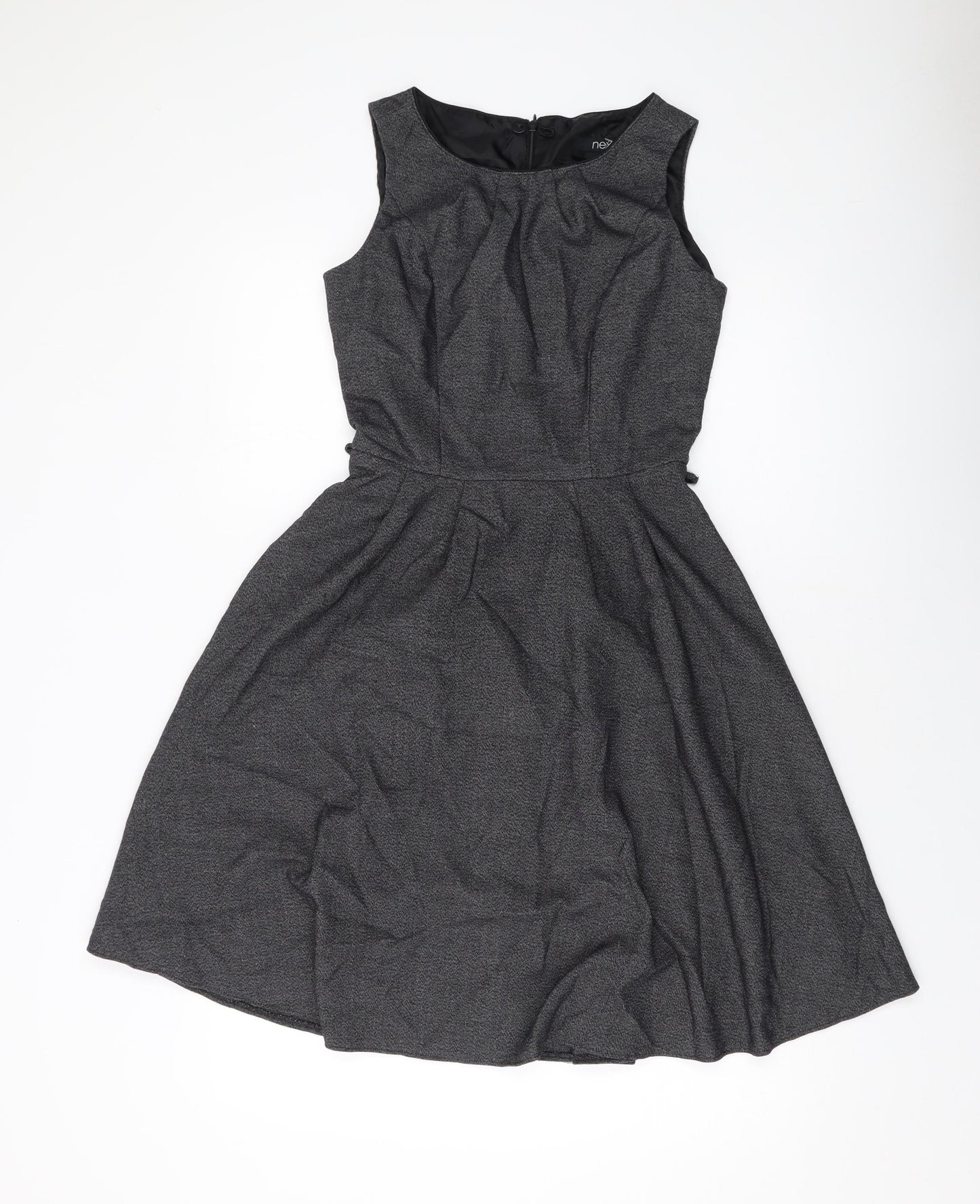 NEXT Womens Grey Polyester A-Line Size 6 Round Neck Zip