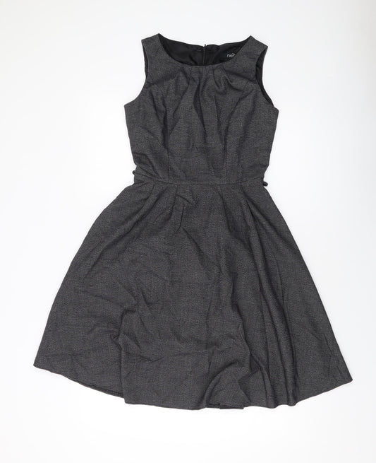 NEXT Womens Grey Polyester A-Line Size 6 Round Neck Zip
