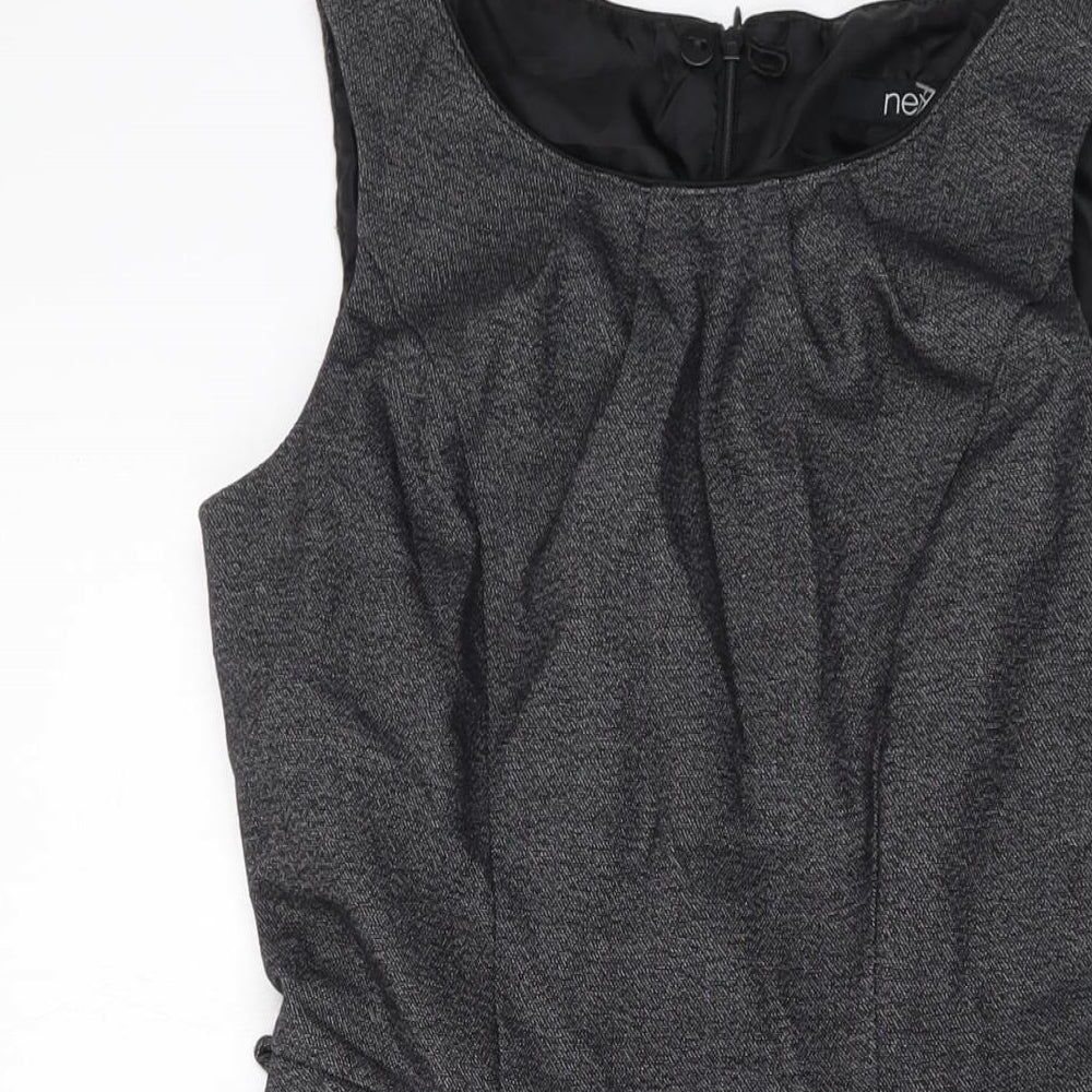 NEXT Womens Grey Polyester A-Line Size 6 Round Neck Zip