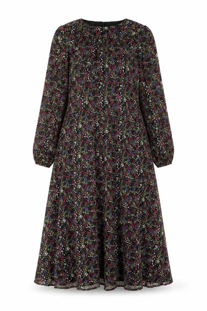 Blue Vanilla Womens Multicoloured Floral Polyester A-Line Size 8 Round Neck Zip