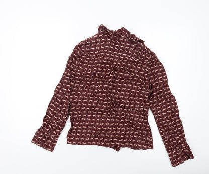 Womens UK Size S Zara Brown Basic Button-Up