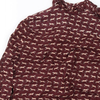 Womens UK Size S Zara Brown Basic Button-Up
