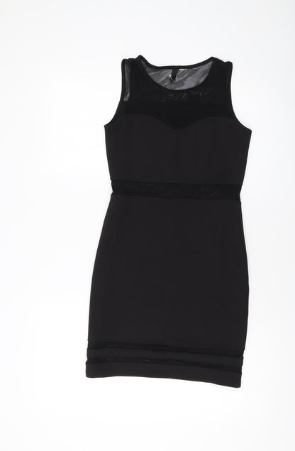 H&M Womens Black Polyester Mini Size 10 Round Neck Pullover