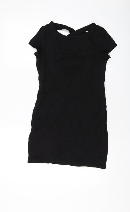 Red Herring Womens Black Viscose Mini Size 8 Round Neck Pullover