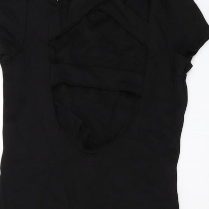Red Herring Womens Black Viscose Mini Size 8 Round Neck Pullover