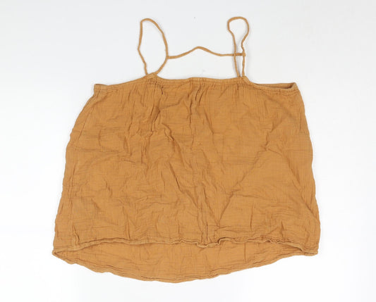 H&M Womens Orange Cotton Camisole Blouse Size S Scoop Neck