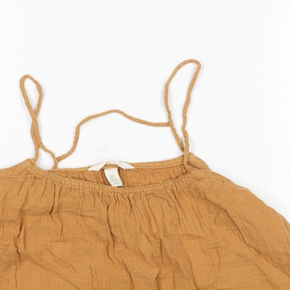 H&M Womens Orange Cotton Camisole Blouse Size S Scoop Neck